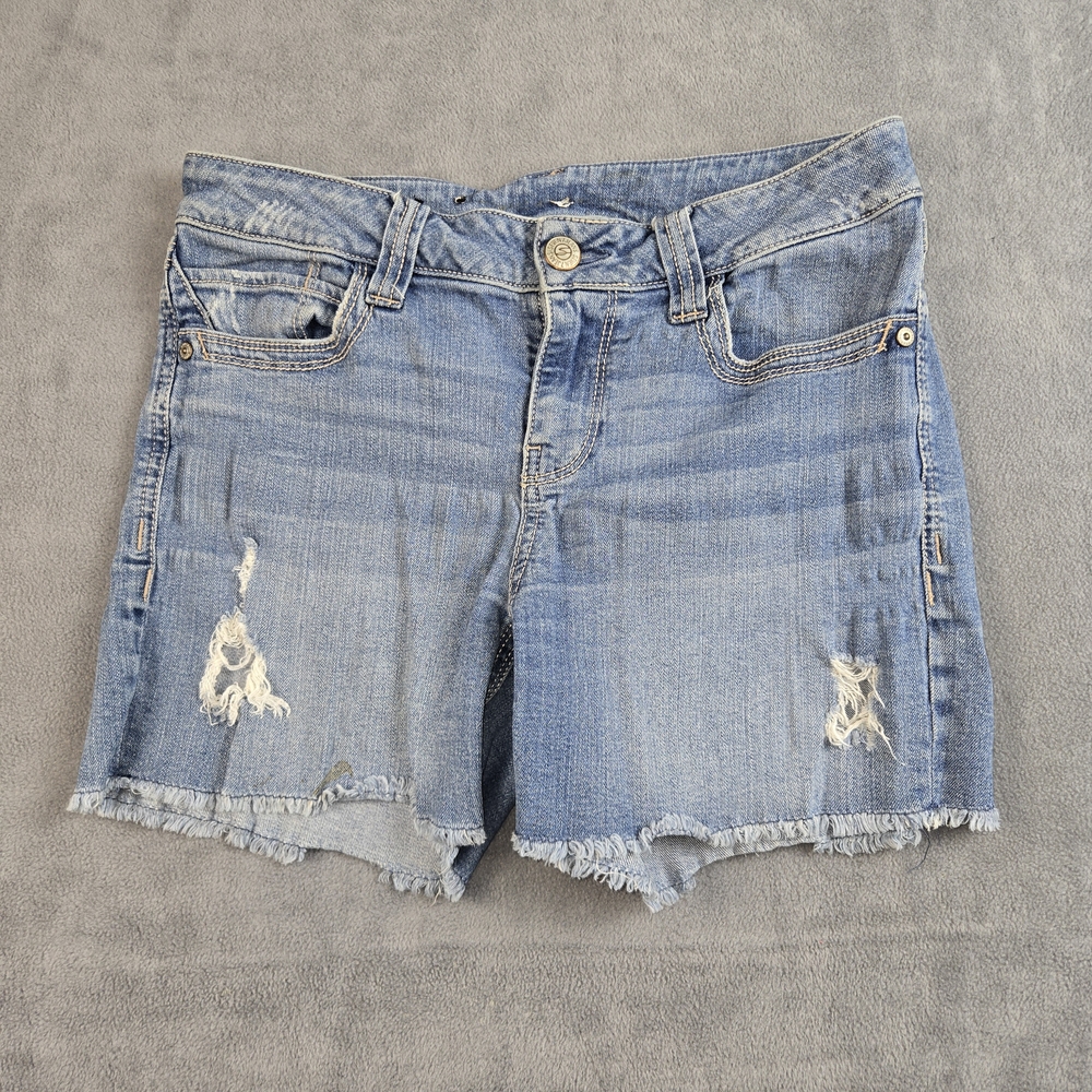 Seven7 Light Blue Distressed Denim Shorts